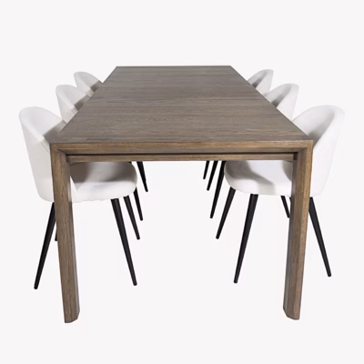 Slider pikendatav tammepuidust söögilaud ja Velvet sarja valged toolid - GR20693