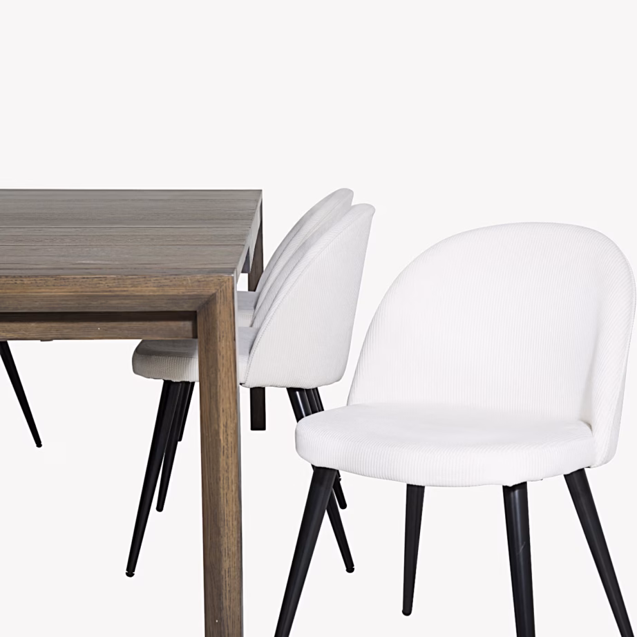 Slider pikendatav tammepuidust söögilaud ja Velvet sarja valged toolid, GR20693 – 3