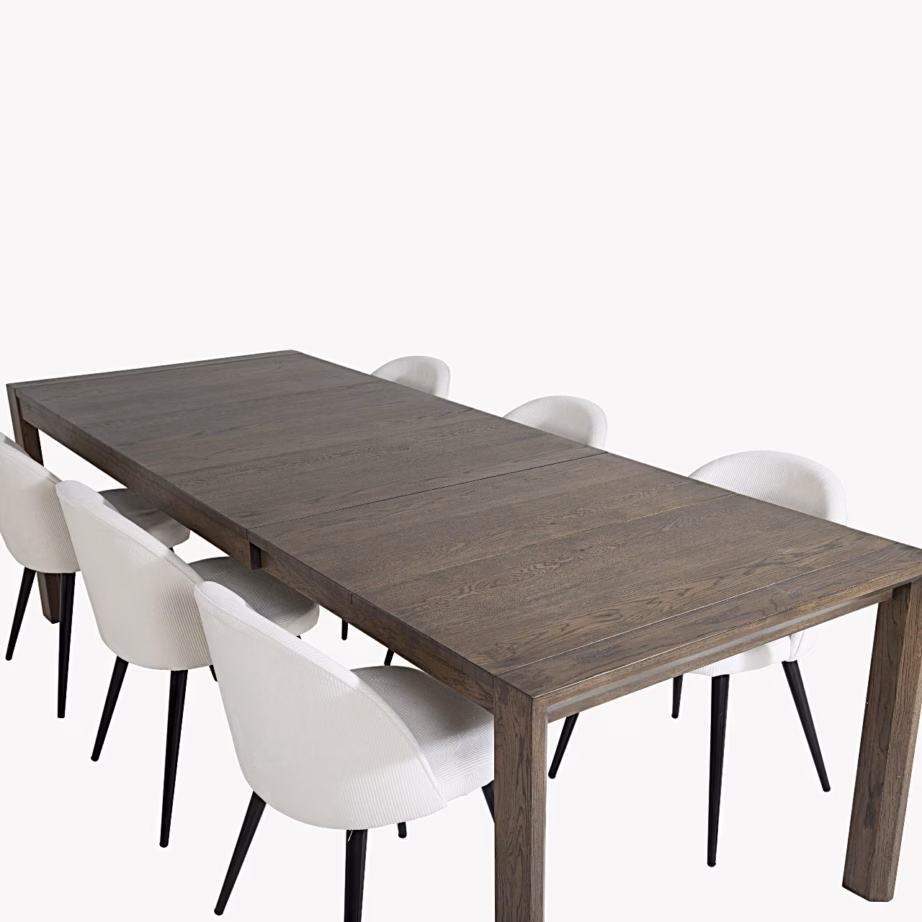 Slider pikendatav tammepuidust söögilaud ja Velvet sarja valged toolid, GR20693 – 4