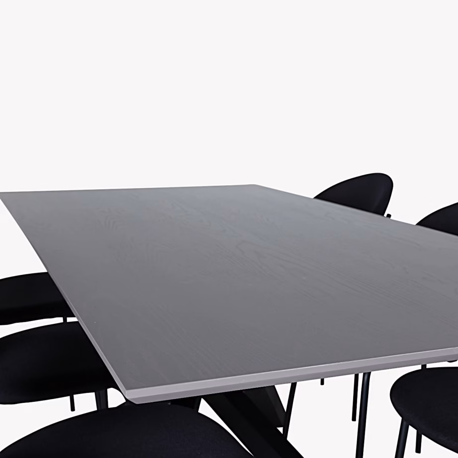 Piazza ristkülikukujuline söögikomplekt Vault toolidega (hall MDF, mustad metalljalad, 6 tooli), GR22270 – 3