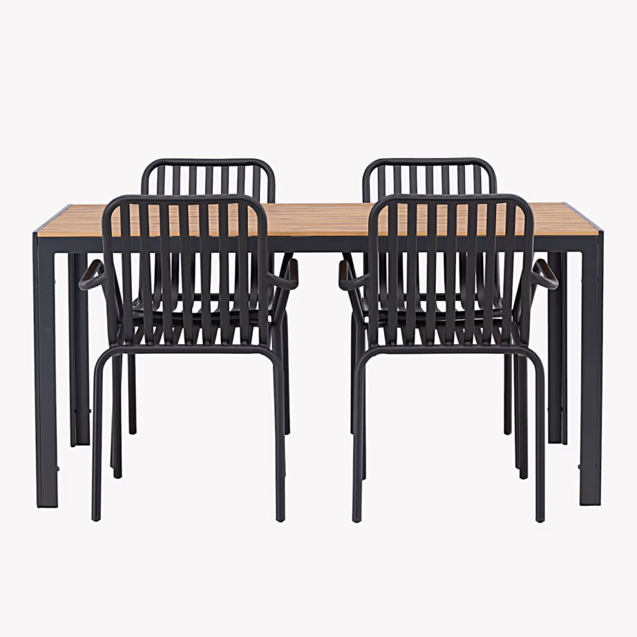 Rectangulaarne aiakomplekt Break – puitplastkomposiit lauaplaadiga ja mustade alumiiniumtoolidega, GR23343 – 7