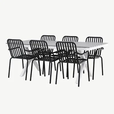 Garcia ristkülikukujuline aiamööblikomplekt puitplastlaua ja mustade alumiiniumtoolidega - GR23380