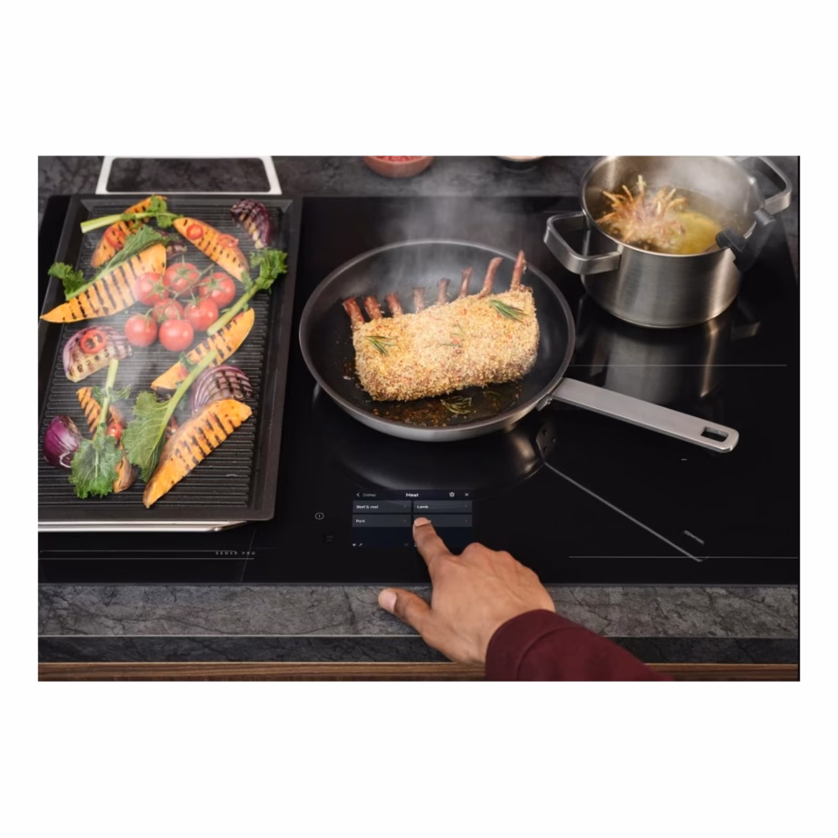 Integreeritav induktsioonpliidiplaat FlexiBridge ja SensePro termomeetriga AEG TH85IH50IB, 80 cm, 5 tsooni, must, raamita, 7350 W, Wi-Fi, puutetundlik TFT ekraan – 3