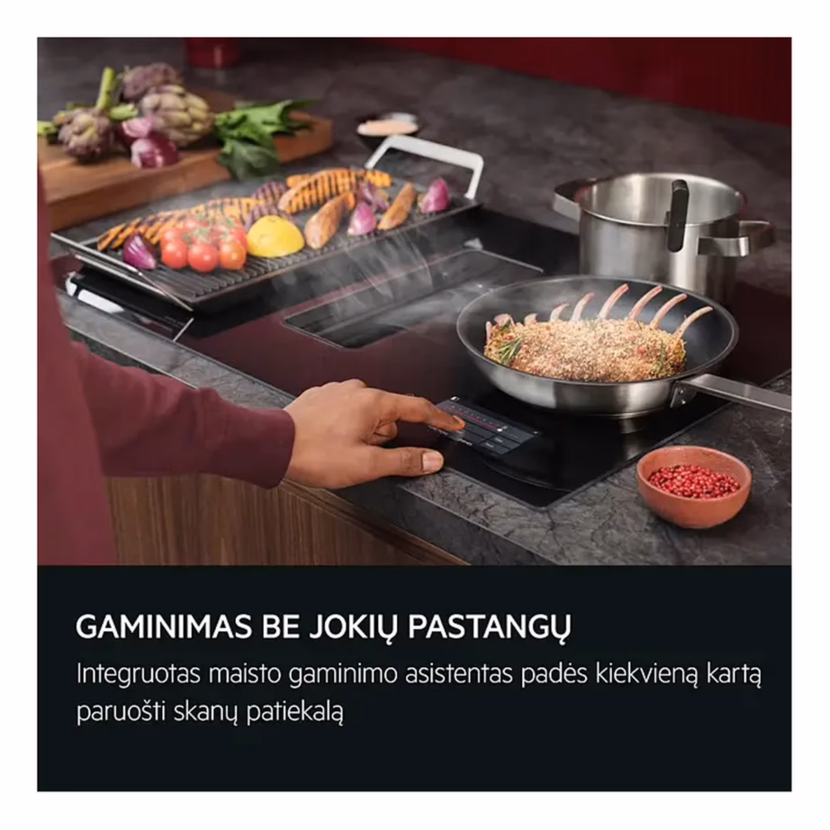 Integreeritav induktsioonpliidiplaat FlexiBridge ja SensePro termomeetriga AEG TH85IH50IB, 80 cm, 5 tsooni, must, raamita, 7350 W, Wi-Fi, puutetundlik TFT ekraan – 7