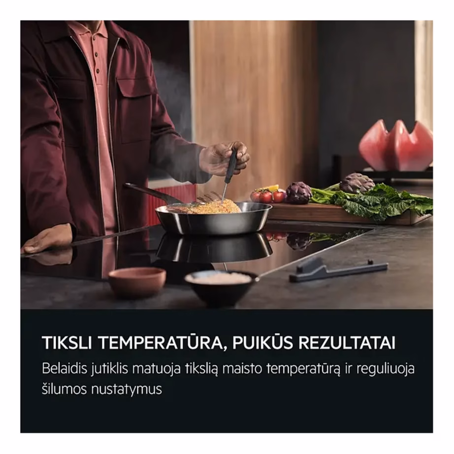 Integreeritav induktsioonpliidiplaat FlexiBridge ja SensePro termomeetriga AEG TH85IH50IB, 80 cm, 5 tsooni, must, raamita, 7350 W, Wi-Fi, puutetundlik TFT ekraan – 9