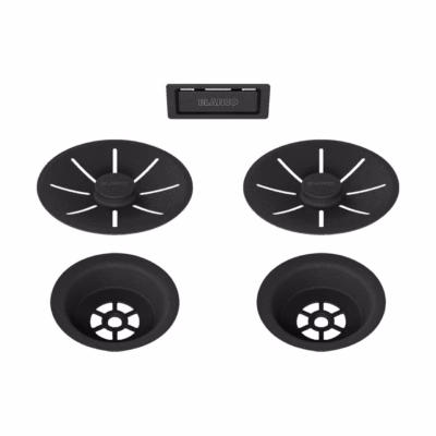 Äravoolu- ja ülevoolukomplekt topeltvalamule BLANCO InFino Black Edition, must