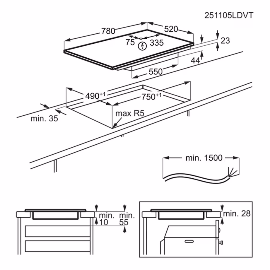 Induktsioonpliidiplaat keeduvee anduri ja Hob2Hoodiga ELECTROLUX EIS82453, 80 cm, 4 tsooni, 1xBridge, puutejuhtimine Slider, raamita klaaskeraamika, 7350 W, must – 15