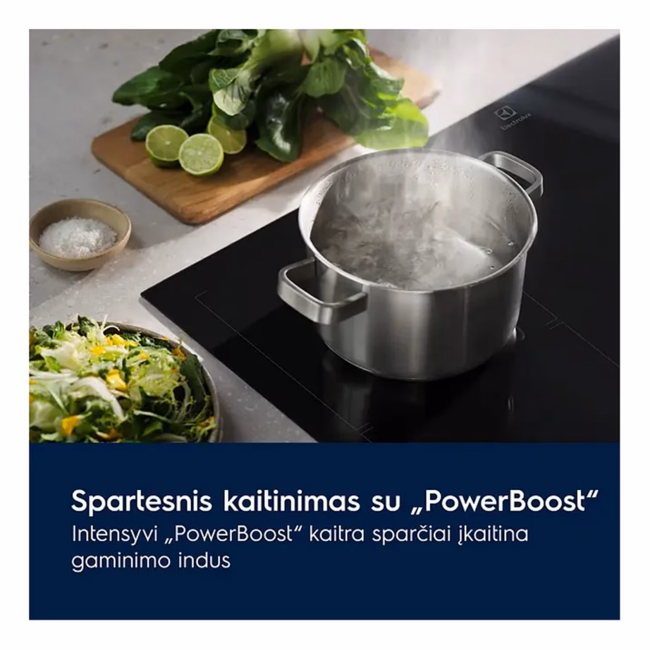 Induktsioonpliidiplaat keeduvee anduri ja Hob2Hoodiga ELECTROLUX EIS82453, 80 cm, 4 tsooni, 1xBridge, puutejuhtimine Slider, raamita klaaskeraamika, 7350 W, must – 7