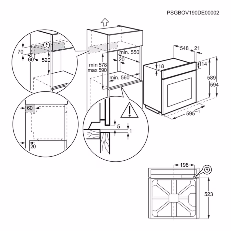 Integreeritav aurufunktsiooniga ahi ELECTROLUX EOD6F77WZ, 72 L, SteamBake lisauru funktsioon, Wi-Fi, lihatermomeeter, 8 režiimi, 45 automaatprogrammi, A+ energiatõhusus, 60×60 cm, must klaas – 8