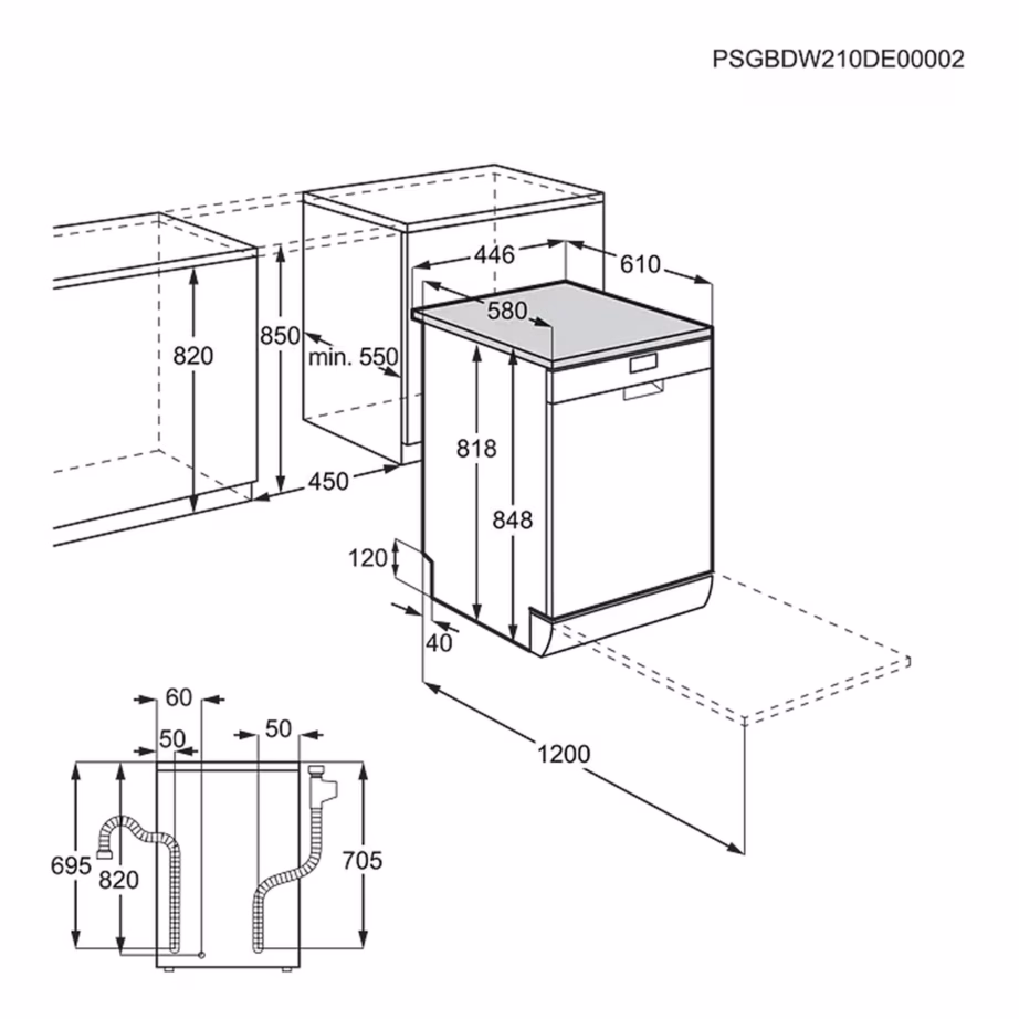 Kompaktne 45 cm nõudepesumasin AirDry kuivatusega ELECTROLUX ESA63200SX, 10 komplekti, 8 programmi, inverter-mootor, 46 dB, roostevaba teras, vaba paigaldus – 8