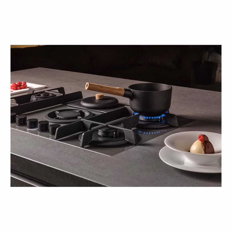 Integreeritav gaasipliidiplaat koos õhupuhastiga ELICA NikolaTesla Flame Evo GR/A/88, 88 cm, 4 gaasipõletit, WOK-põleti, karastatud klaas, hall – 4