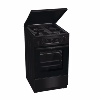 Gaasipliit elektriahjuga 50 cm must GORENJE MEKS5141BM, 4 keeduala, 70 l ahi, malmist restid, konvektsioon, AquaClean,