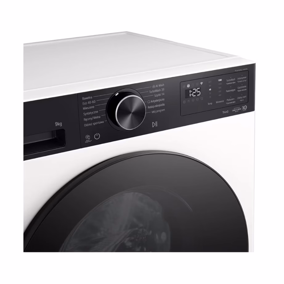 Slim pesumasin 9 kg A-klassi WiFi ja auruga LG F2X50S9THB, eestlaetav, 1200 p/min, inverter-mootor, valge, 60×47,5×85 cm, trumli valgustus – 2