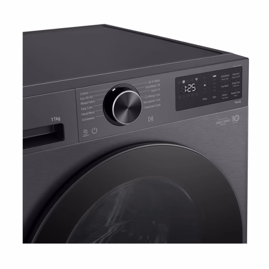 11 kg A-klassi eeslaetav pesumasin aurufunktsiooniga LG F4X5011TBB, 1400 p/min, inverter-mootor, Wi-Fi, must, 60 cm, müra 71 dB – 2