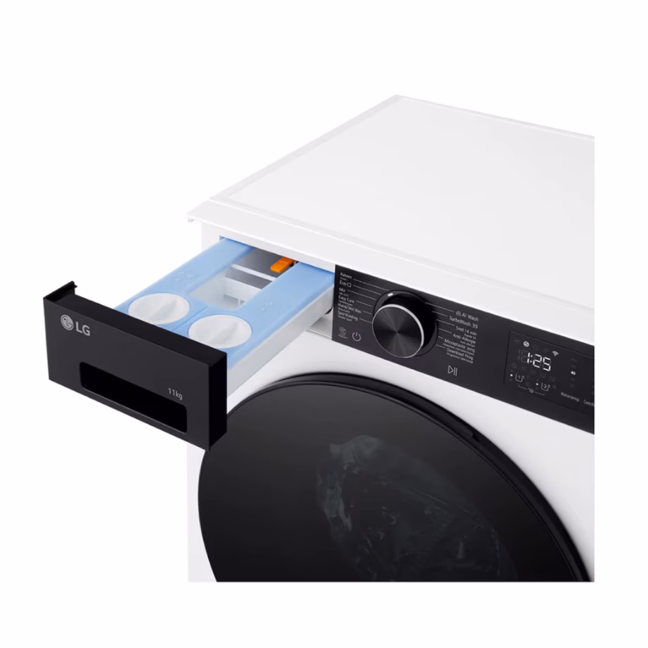 11 kg A-klassi esiküljelt täidetav pesumasin LG F4X5011THB, 1400 p/min, 60 cm, valge, inverter-mootor, aurufunktsioon, Wi‑Fi, trumlivalgustus, müra 71 dB – 3