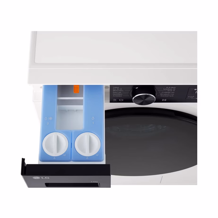 11 kg A-klassi eeslaetav pesumasin automaatse doseerimisega LG F4X5511THB, 1400 p/min, 60 cm, aurufunktsioon, Wi‑Fi, valge – 3
