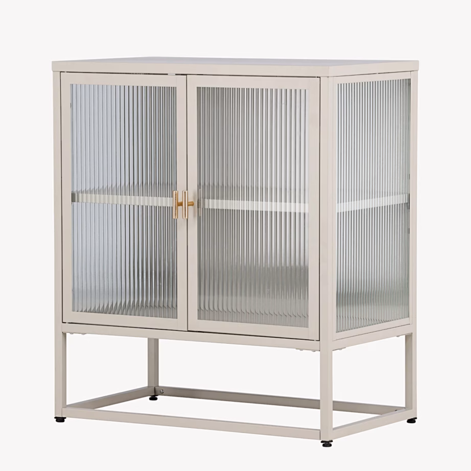 Beež madal klaasuksega metallkapp Garis, 15632-250 – 2