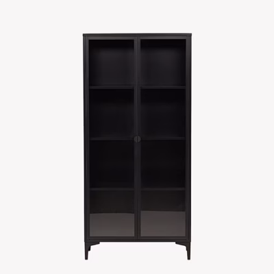 Must terasest klaasustega vitriinkapp Piring, 190 cm - 25617-208