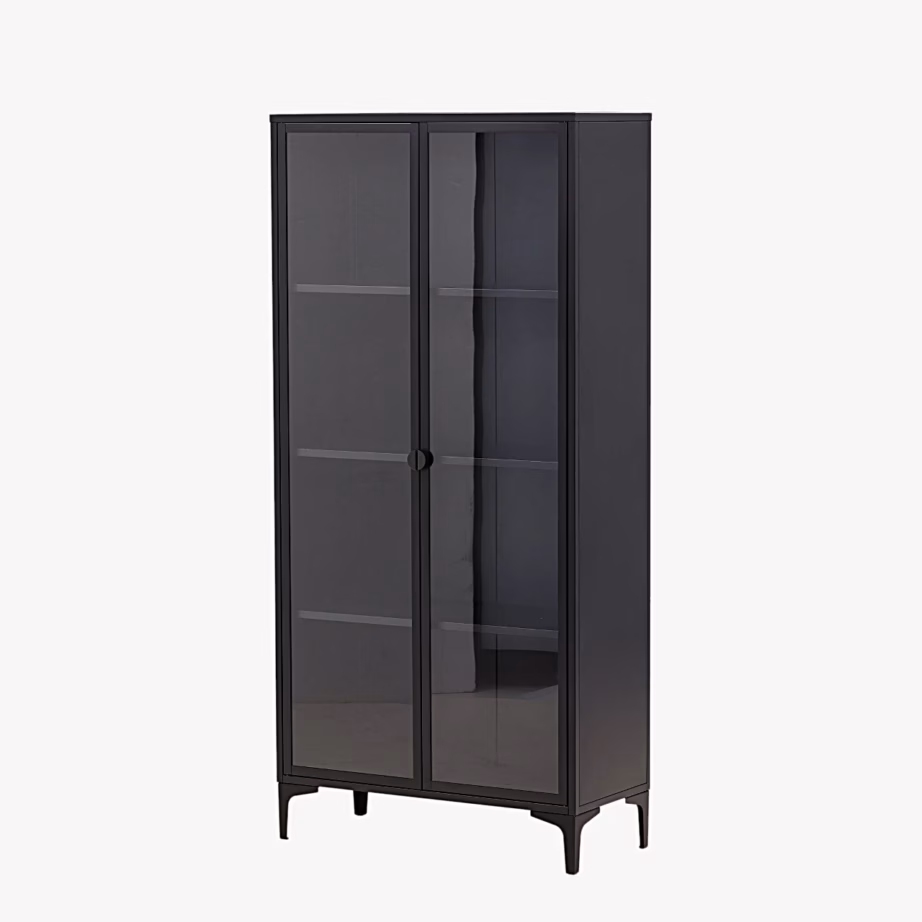 Must terasest klaasustega vitriinkapp Piring, 190 cm, 25617-208 – 2