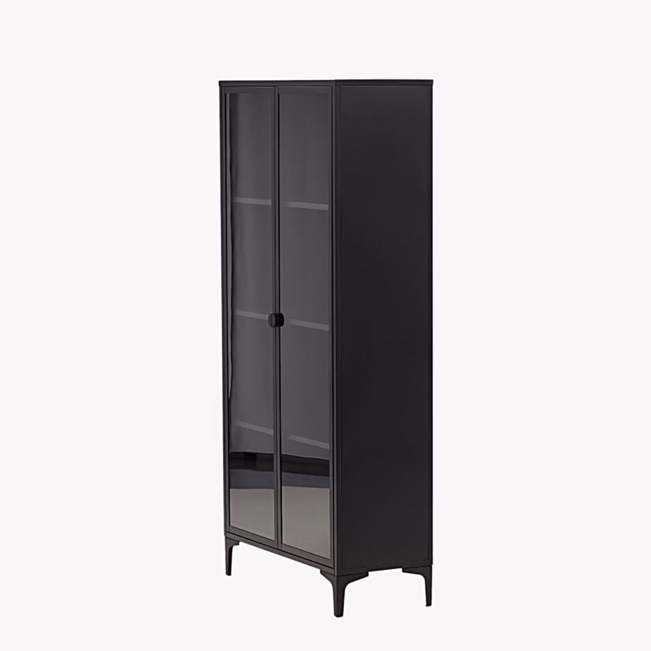 Must terasest klaasustega vitriinkapp Piring, 190 cm, 25617-208 – 3