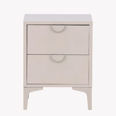 Beež metallist öökapp Piring, 2 sahtlit 45x40x60 cm - 25620-250