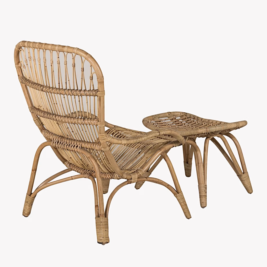 Ella ratangist lounge-tugitool murdvalge padja ja tumbaga, 2571-6011 – 6