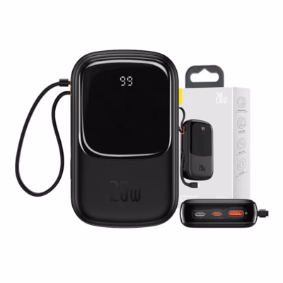 Akupank iPhone’i ja USB‑C seadmetele 20000 mAh 20 W – Baseus Qpow Pro (must)