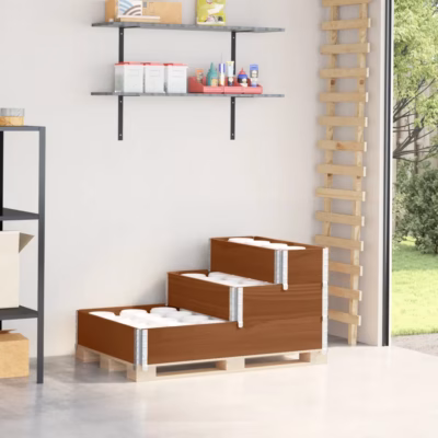 3-korruseline männipuidust taimekast, pruun, 120 x 80 cm