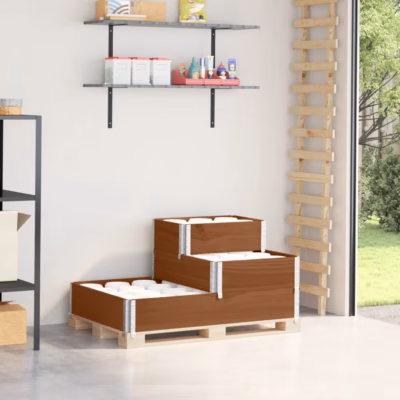 3-korruseline taimekast, pruun männipuidust, 120 x 80 x 60,5 cm