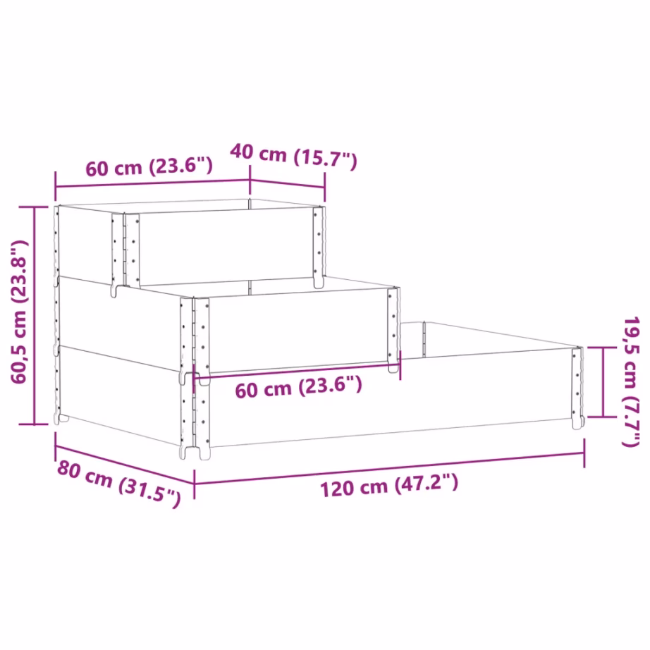 3-korruseline taimekast, pruun männipuidust, 120 x 80 x 60,5 cm – 8