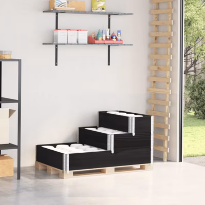 3-korruseline taimekast, must männipuit, 120 x 80 x 60,5 cm