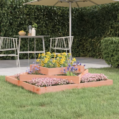 3-tasandiline taimekast õue, töötlemata ebatsuugapuidust, 112 x 112 x 27 cm