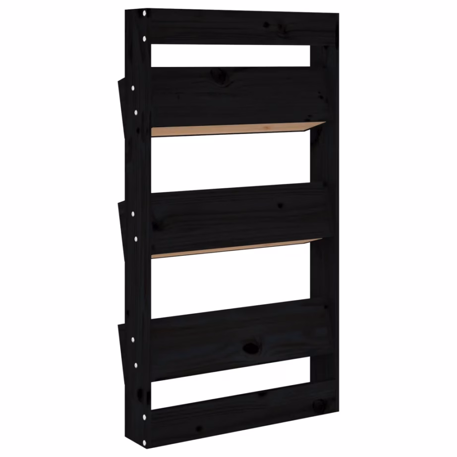 3-tasandiline seinale kinnitatav taimekast, must männipuit, 60 x 18,5 x 110 cm – 6