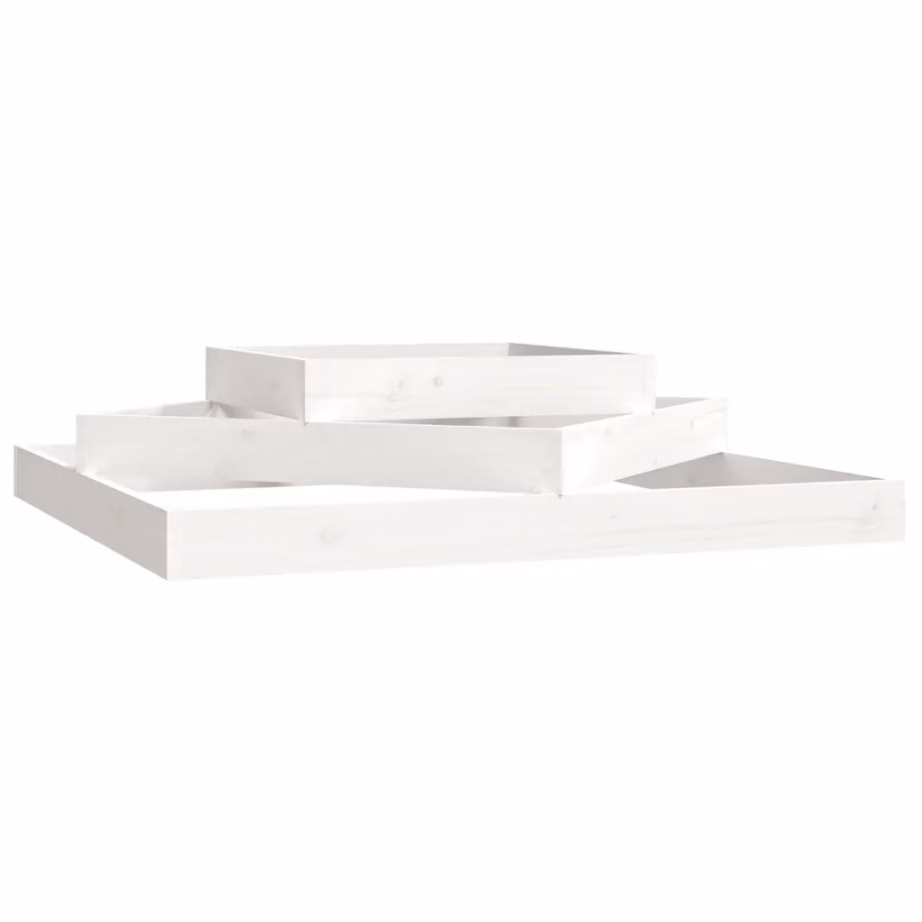 3-tasandiline taimekast, valge männipuidust, 112 x 112 x 27 cm – 2