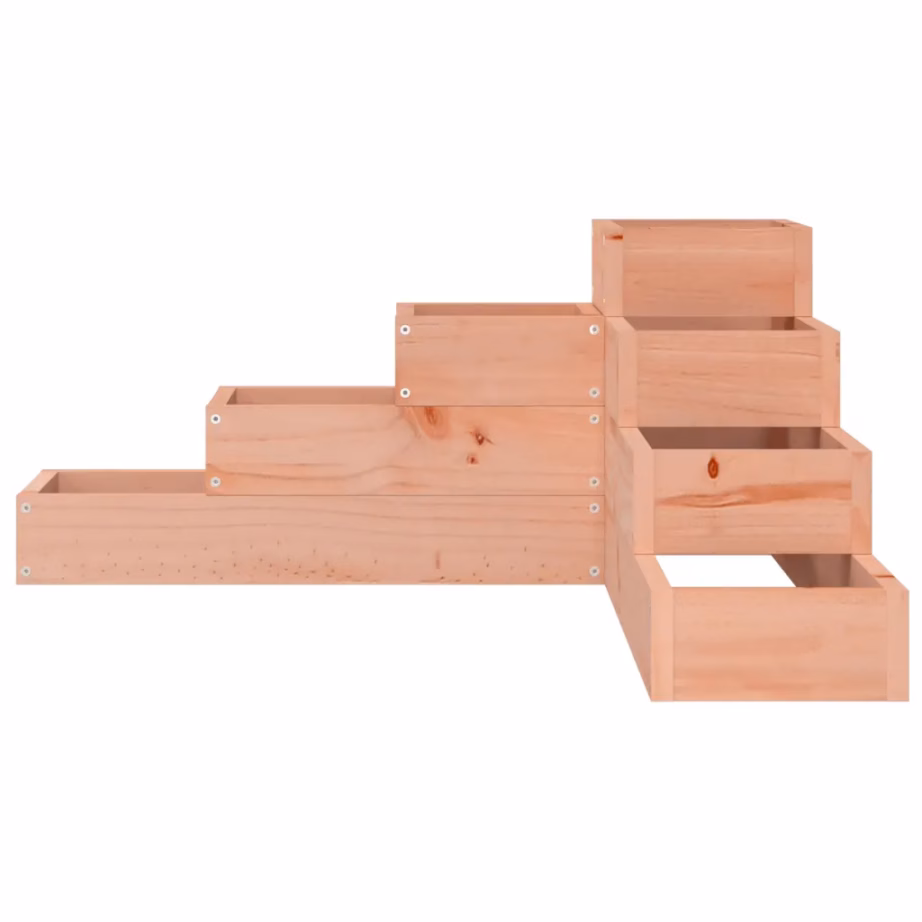 4-tasandiline L-kujuline taimekast aeda, töötlemata ebatsuuga puit, 80,5 x 79 x 36 cm – 4