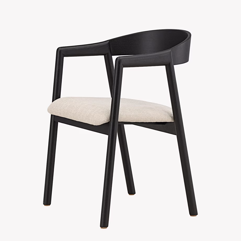 Långön söögitool musta puidust raamiga ja beeži istmega, 43000-555 – 3