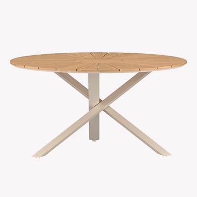 Mexico ümmargune tiigipuust aialaud ø140, beež alumiiniumraam - 6161-222