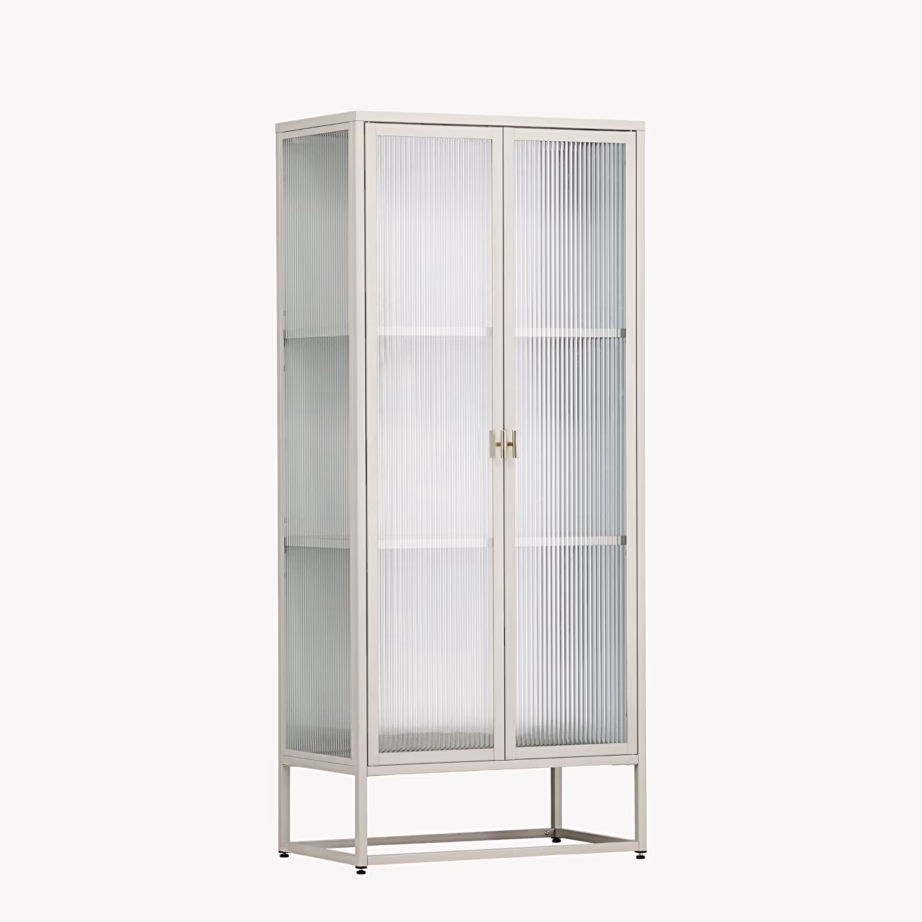 Beež kõrge vitriinkapp Garis soonelise klaasuksega, 62077-250 – 3