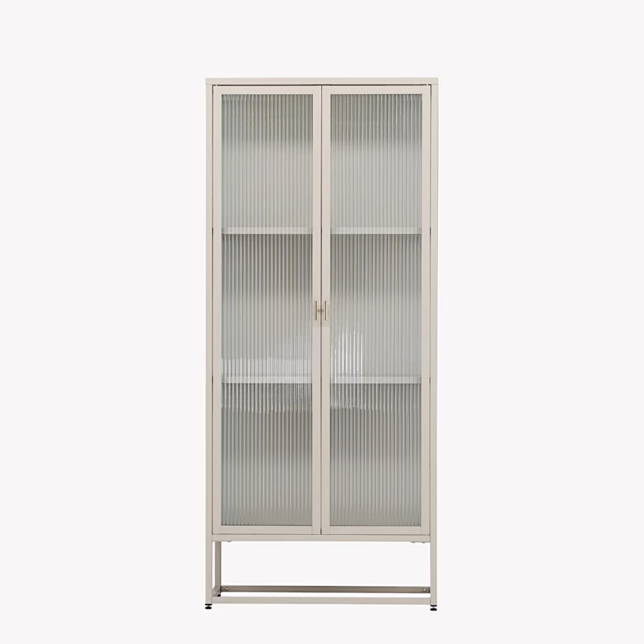 Beež kõrge vitriinkapp Garis soonelise klaasuksega, 62077-250 – 4