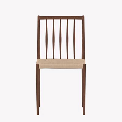 Enes söögitool mokapruuni terasraami ja beeži punutud istmega - 62119-103