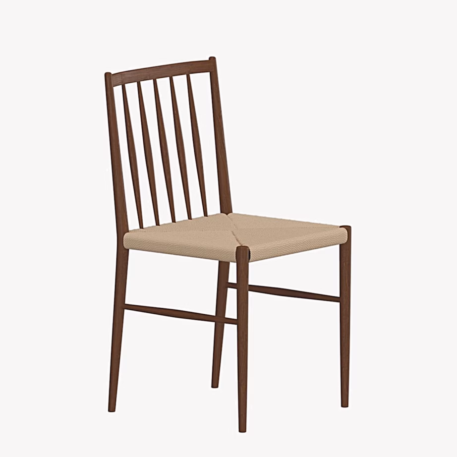 Enes söögitool mokapruuni terasraami ja beeži punutud istmega, 62119-103 – 2