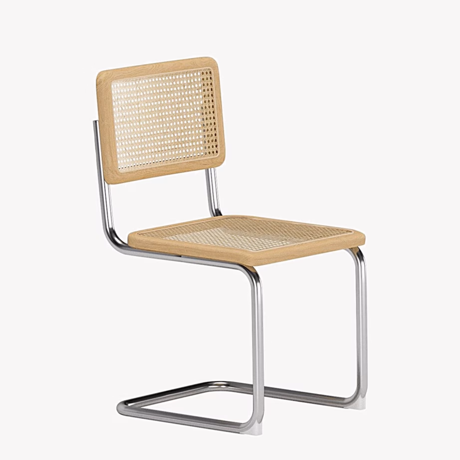 Robert rotangist söögitool, naturaalne, kroomitud raamiga, 62139-555 – 2