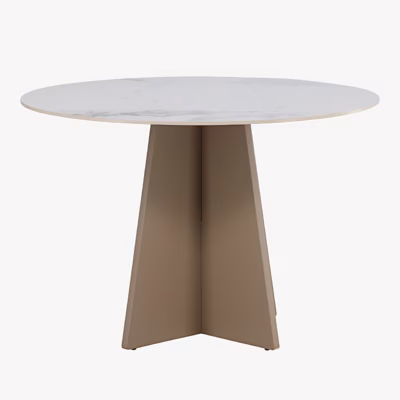 Bootcut ümmargune sinterkivist söögilaud, beež 110 cm, 62318-102