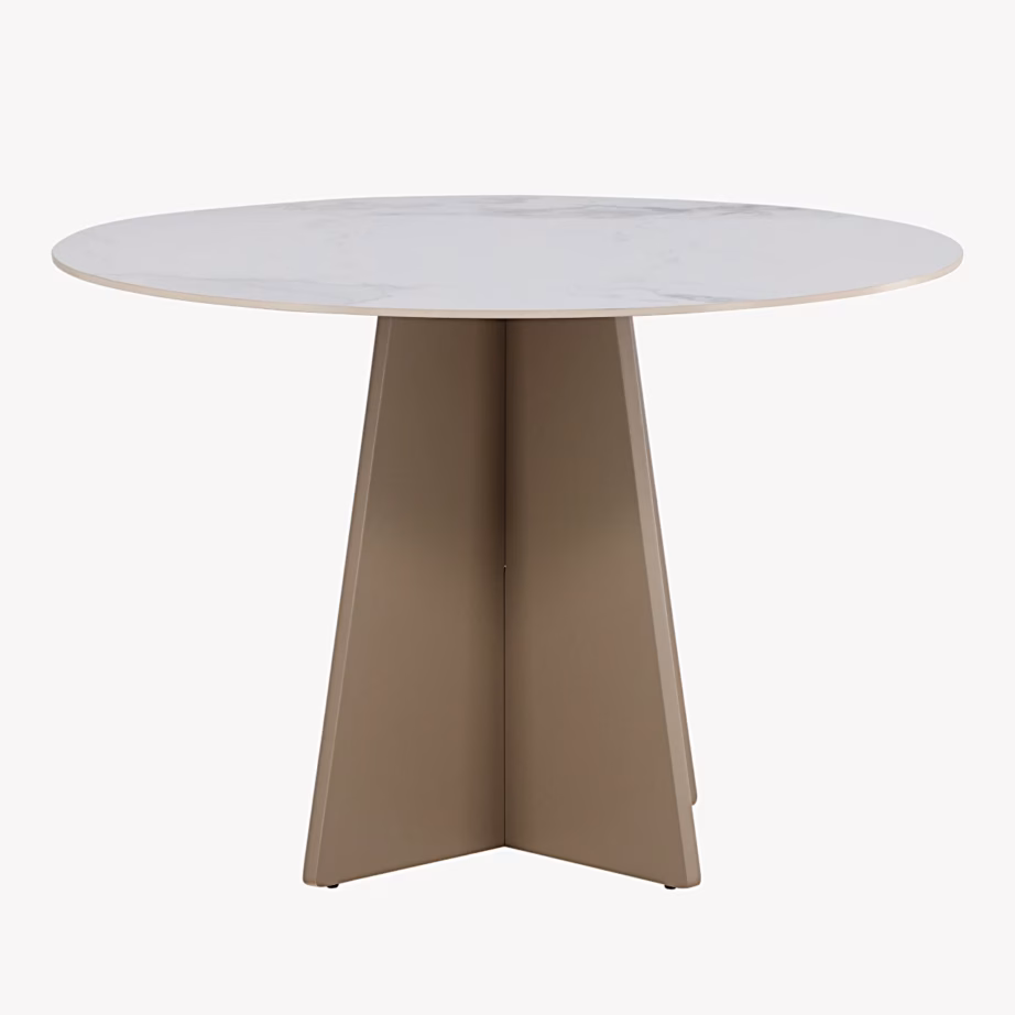 Bootcut ümmargune sinterkivist söögilaud, beež 110 cm, 62318-102 – 7