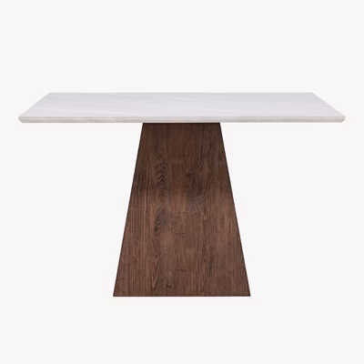 Ruudukujuline söögilaud Cael helehall kivimustriga mokka MDF-alusega - 62328-490