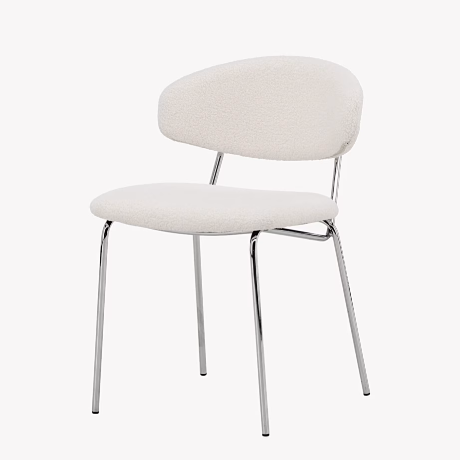 Söögitool Chico, valge buklee, kroomitud terasjalad, 62330-102 – 3