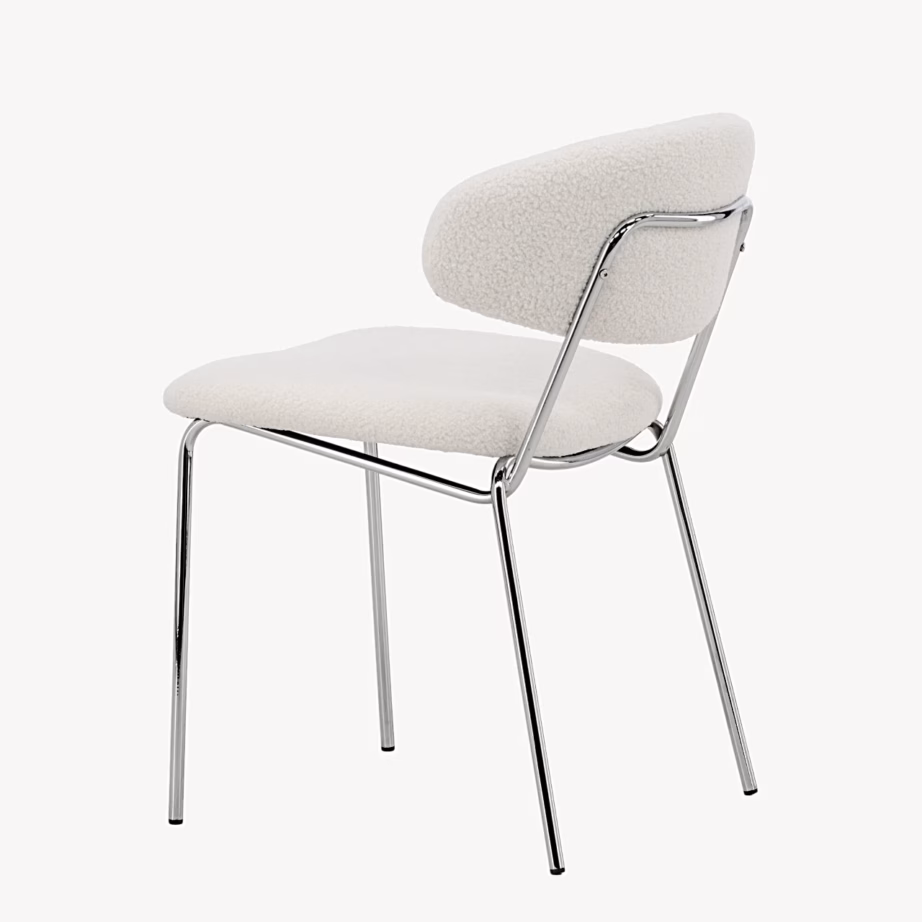 Söögitool Chico, valge buklee, kroomitud terasjalad, 62330-102 – 6