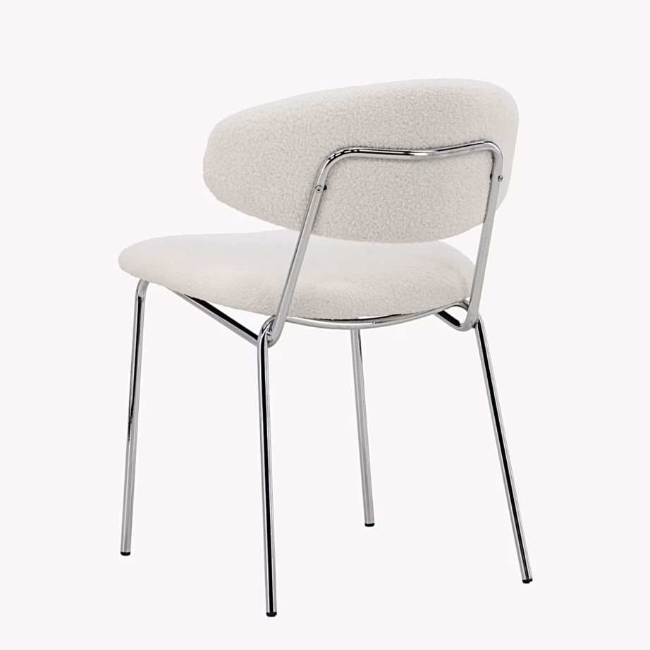 Söögitool Chico, valge buklee, kroomitud terasjalad, 62330-102 – 7