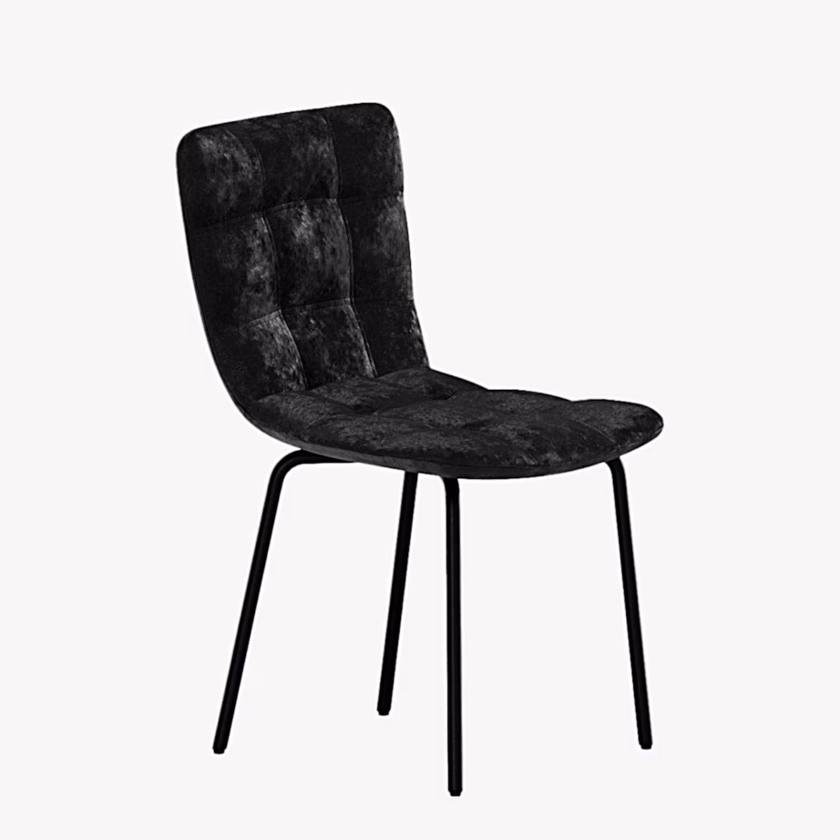 Must sametist söögitool Punsch kaasaegsete metalljalgadega, 62340-100 – 2