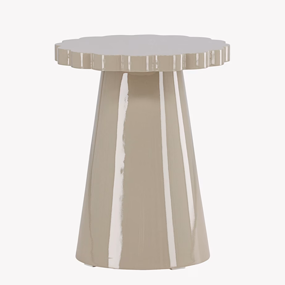 Beež lainelise servaga abilaud Krull (MDF, ø45 cm), 62346-999 – 3